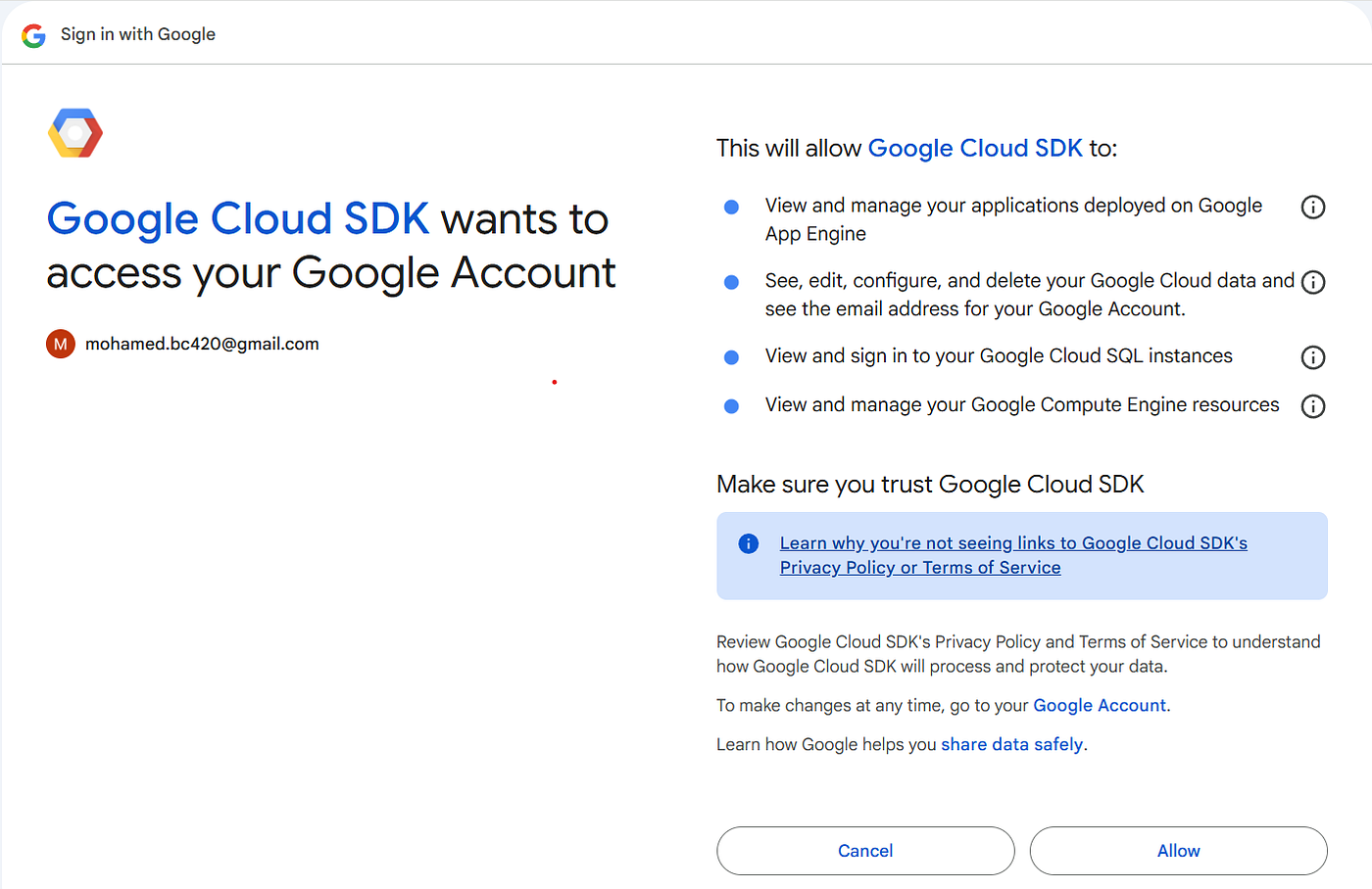 Figure 10: Google OAuth consent page